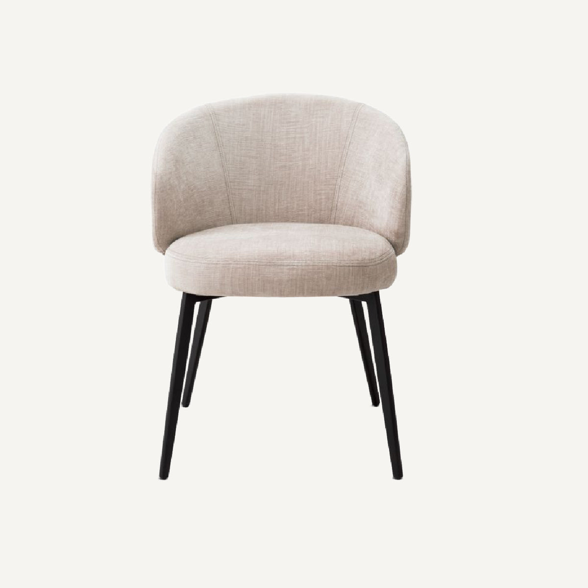 Chaise de salle à manger avec accoudoirs en tissu beige (lot de 2)