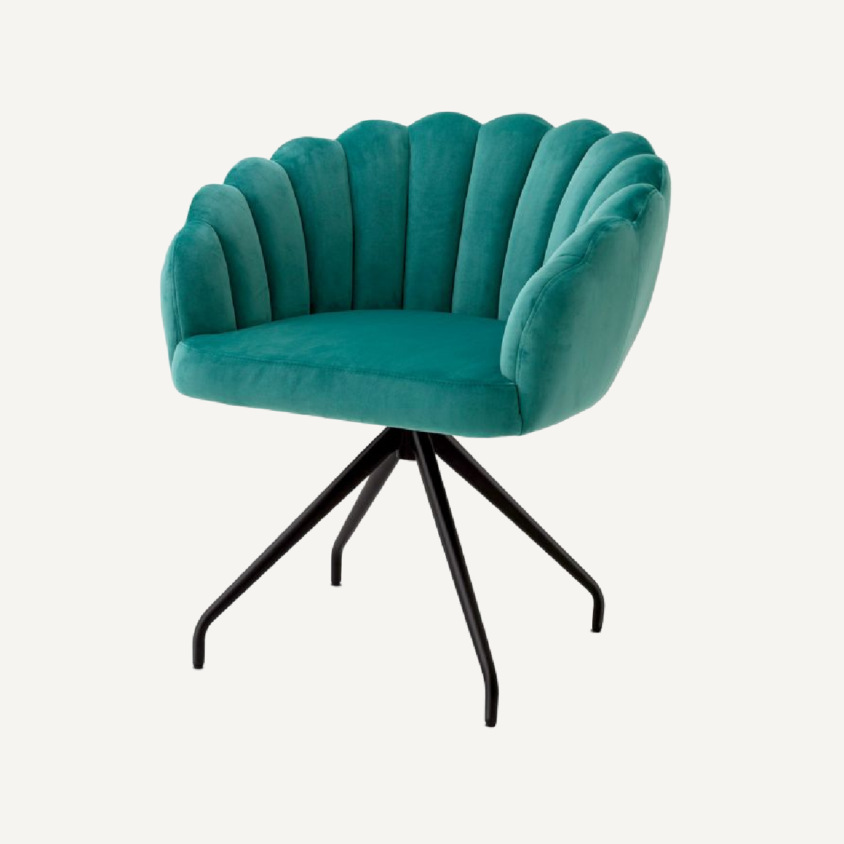 Chaise de salle à manger pivotante en velours turquoise