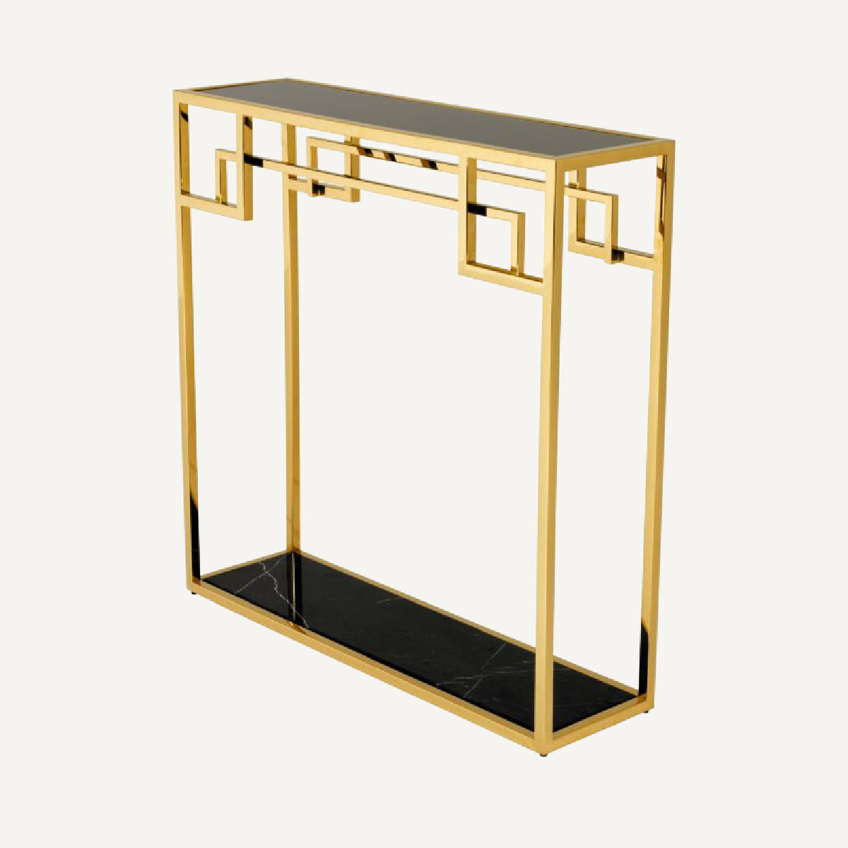 Console dorée en marbre noir