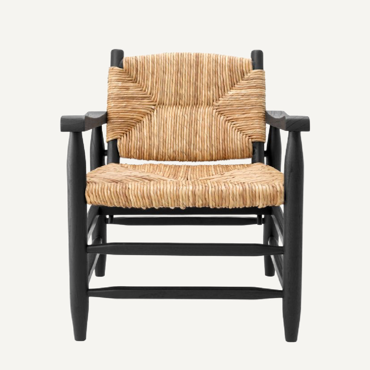 Fauteuil noir en jonc de mer