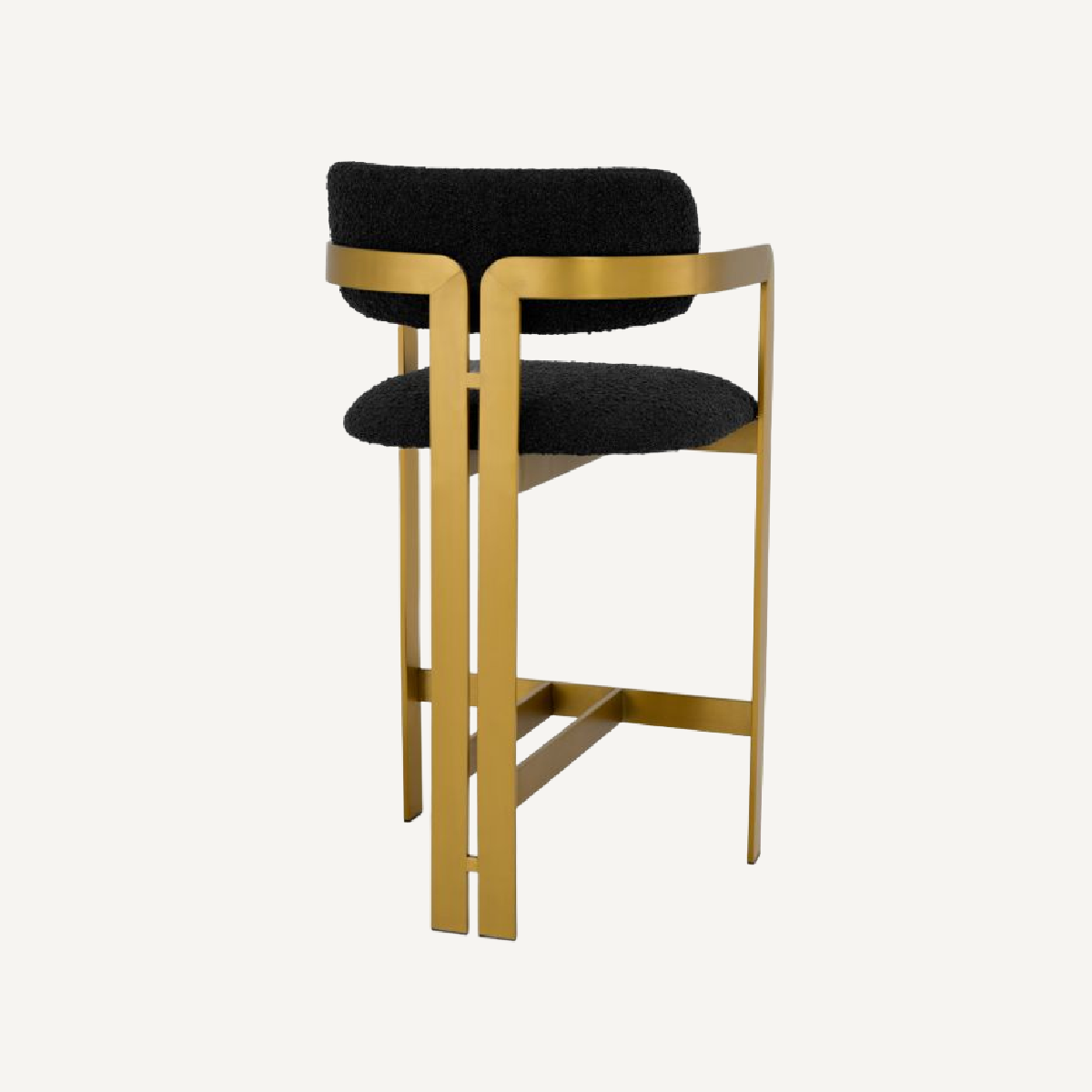 Chaise de comptoir dorée bouclé noir