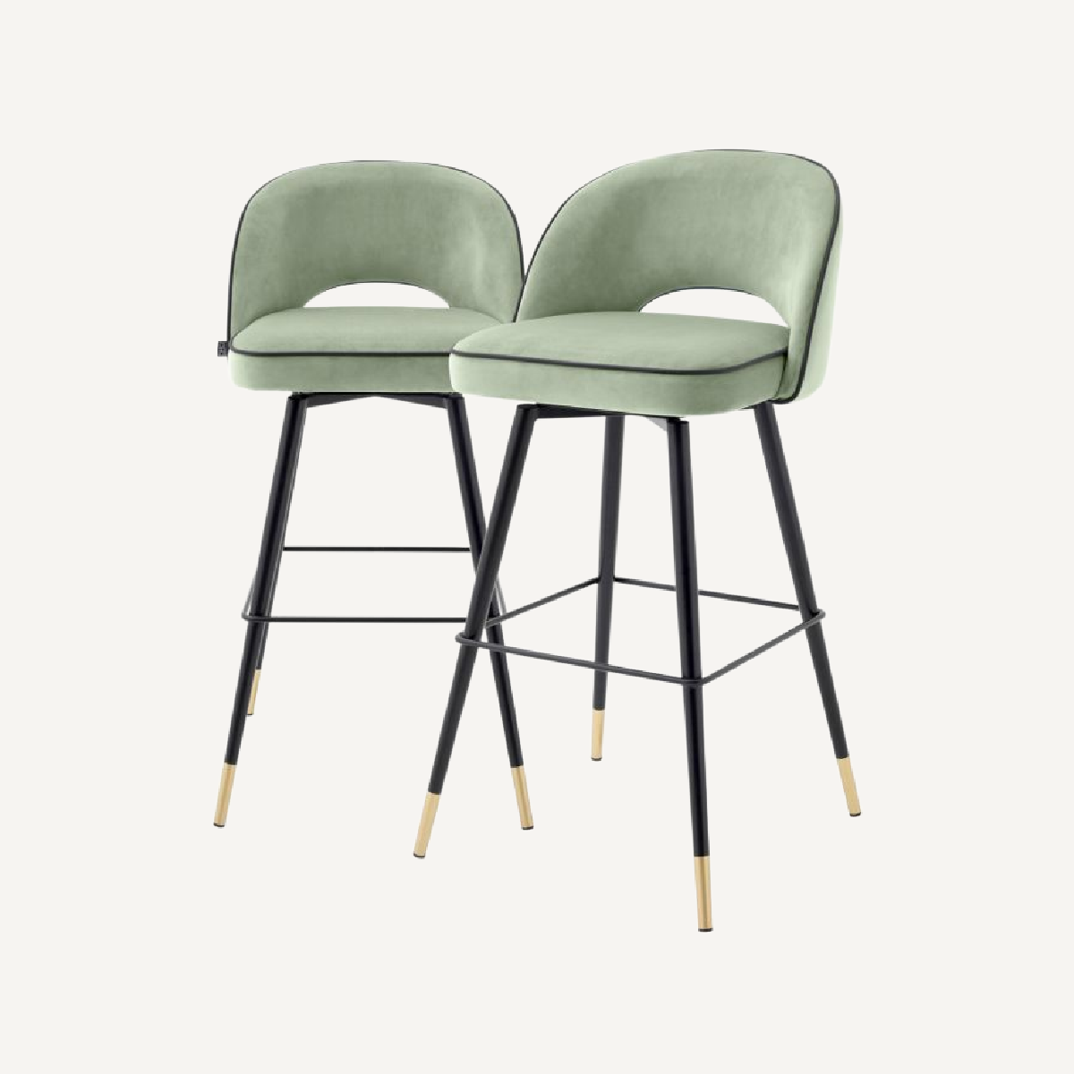 Chaise de bar en velours vert (lot de 2)