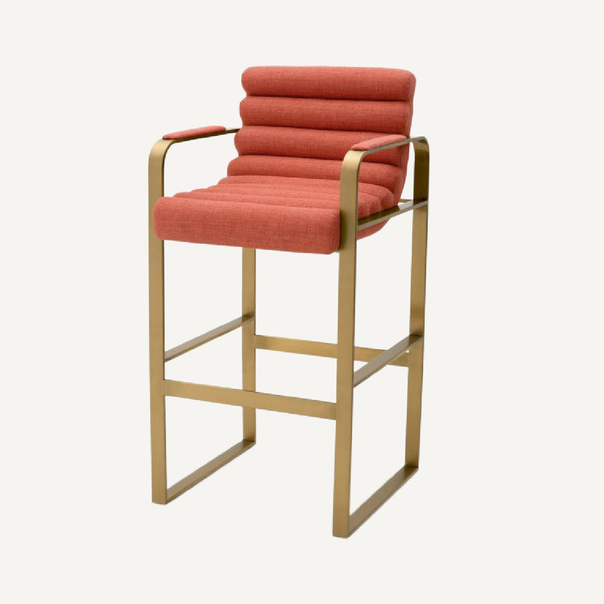 Chaise de bar dorée en tissu orange