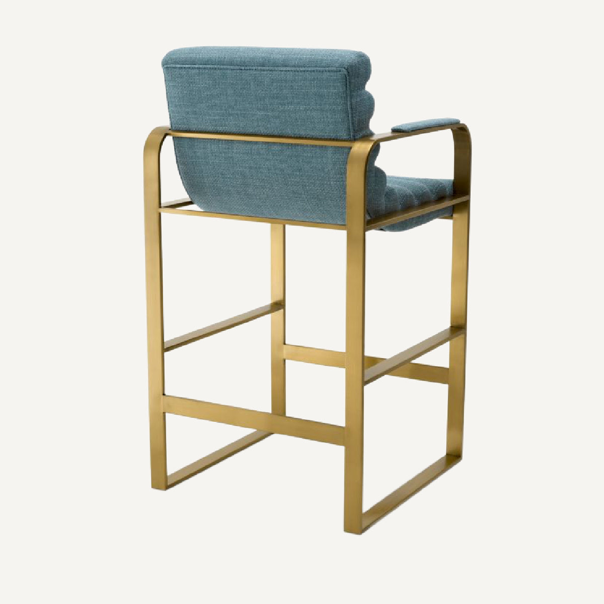Chaise de comptoir dorée en tissu bleu