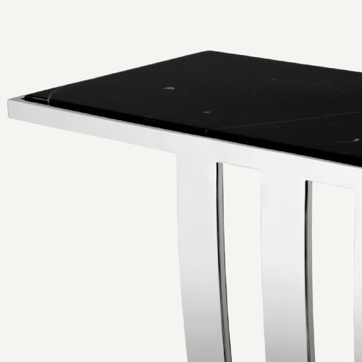 Console argentée en marbre noir Deco