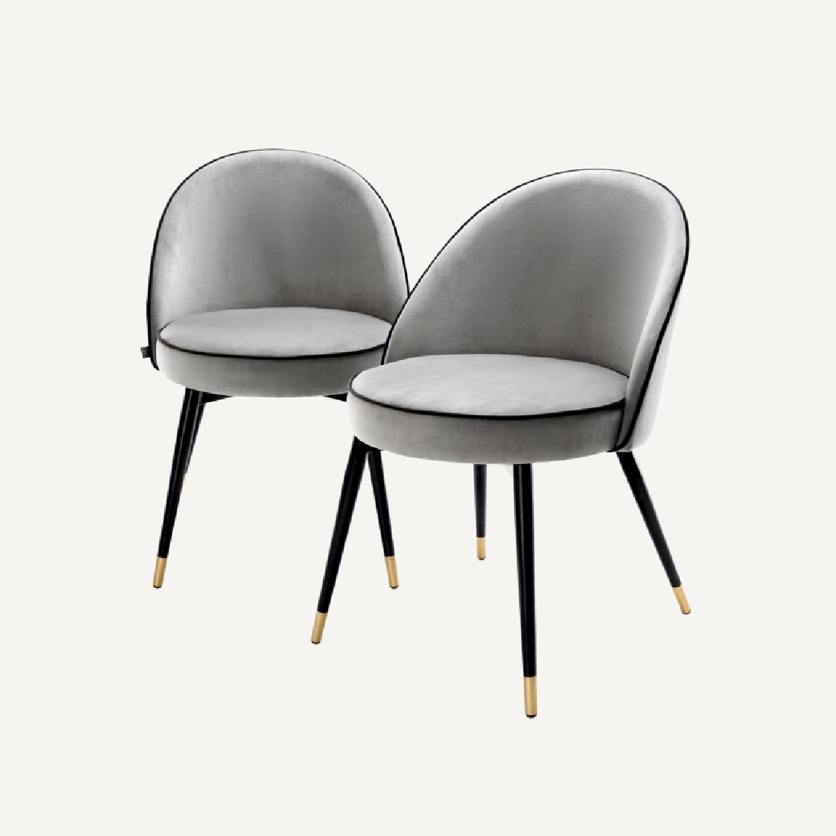 Chaise de salle à manger en velours gris clair (lot de 2)