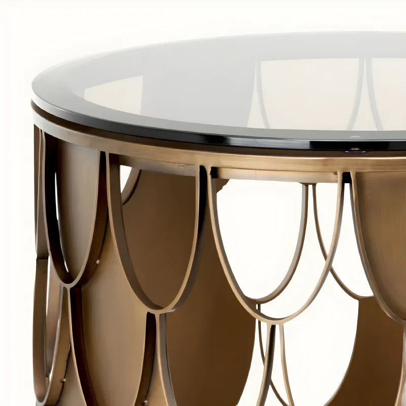 Table d'appoint cuivée en verre brun'indiscret