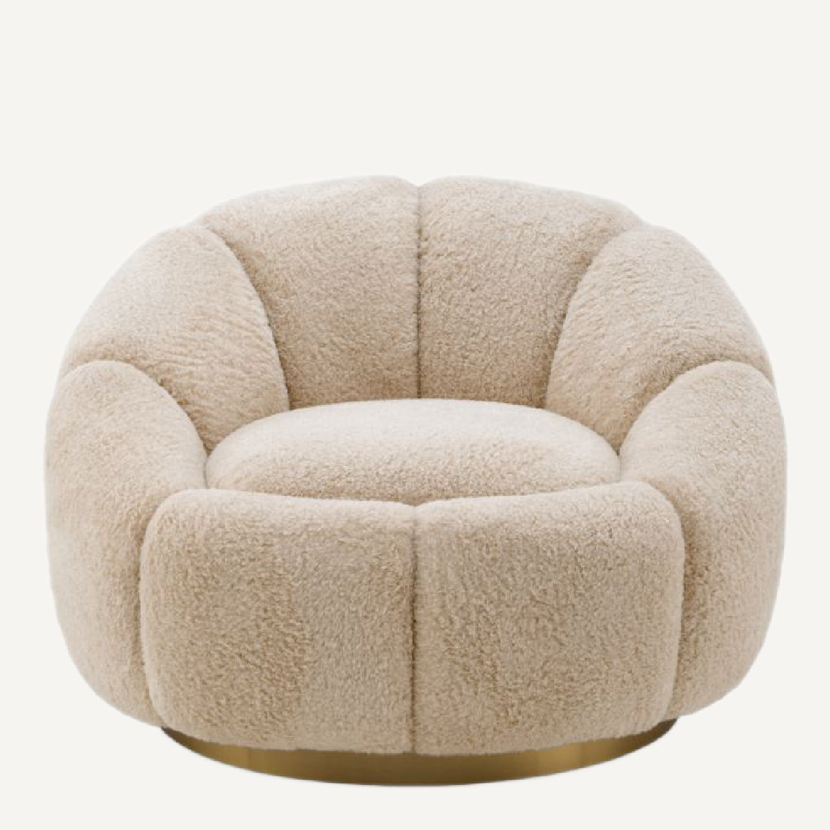 Fauteuil pivotant en tissu sherpa crème