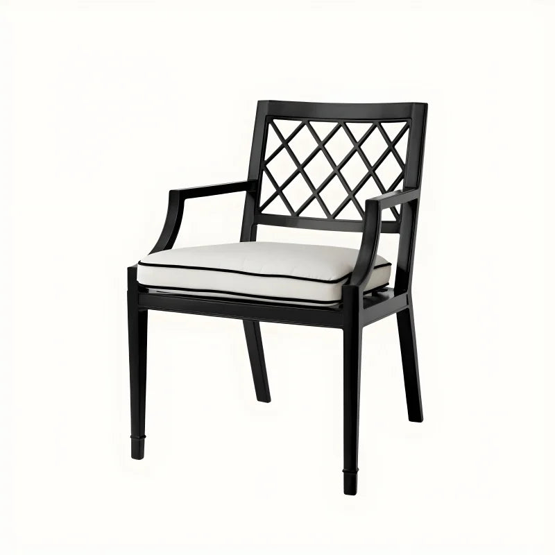 Chaise extérieure avec accoudoirs noire et blanche