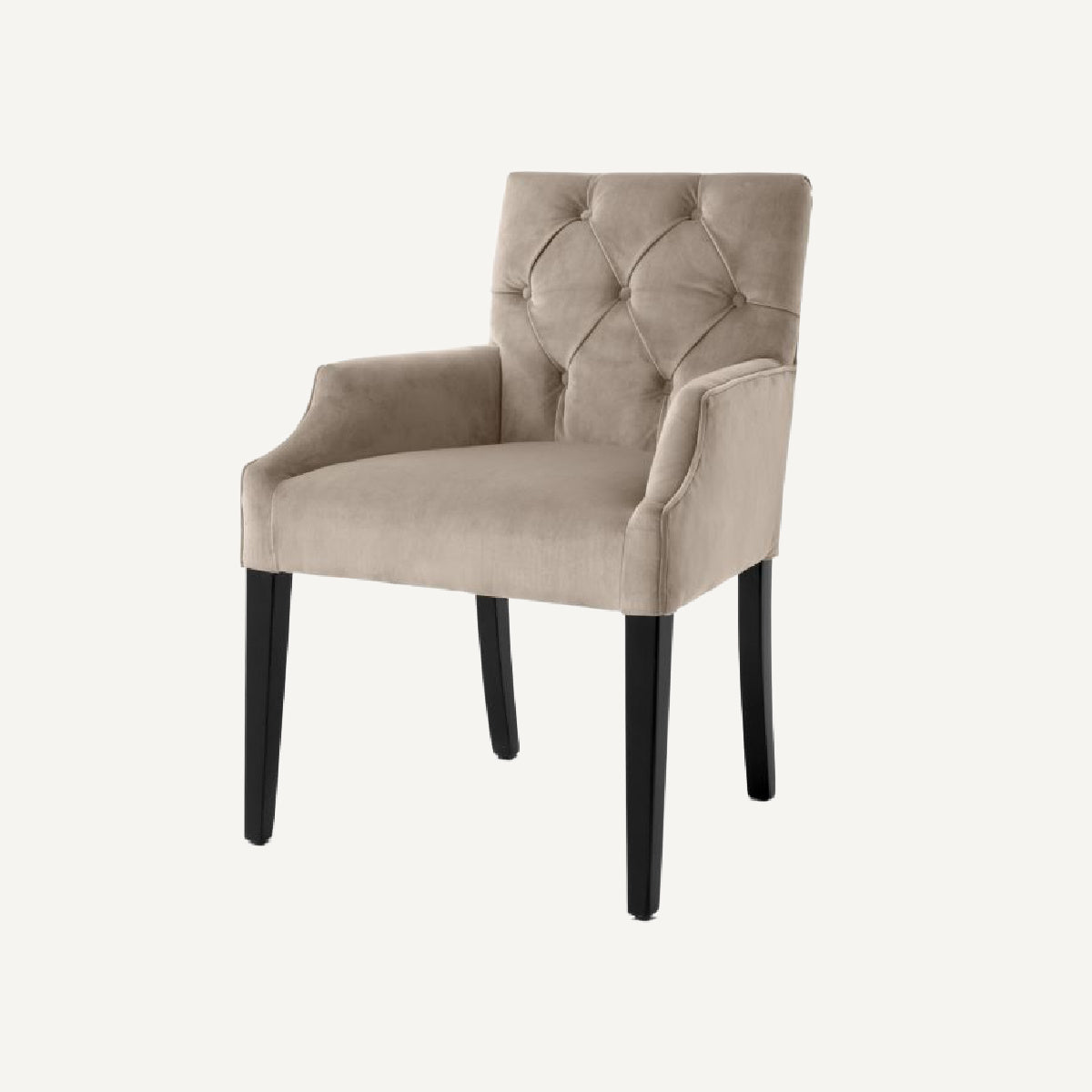 Chaise de salle à manger avec accoudoirs en velours greige