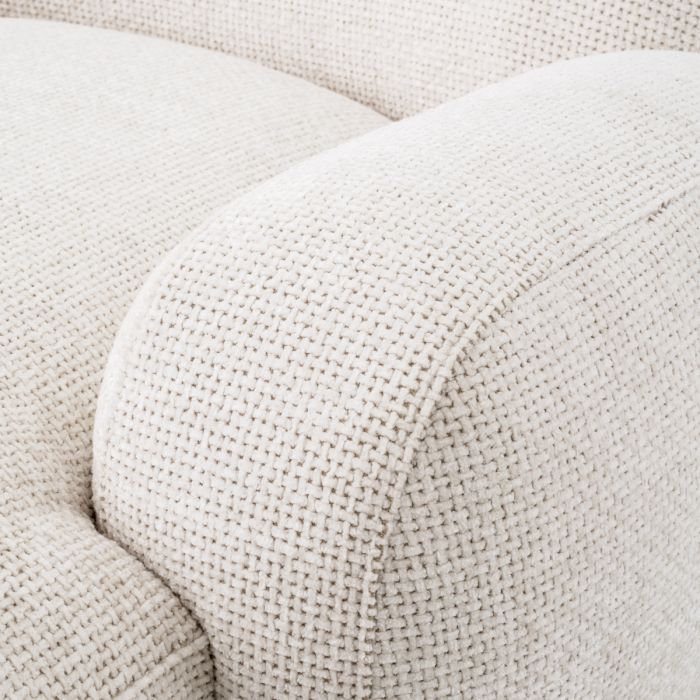 Fauteuil long en tissu blanc cassé