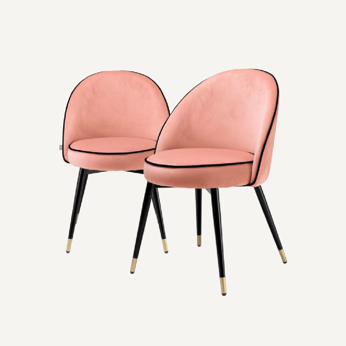 Chaise de salle à manger en velours rose (lot de 2)