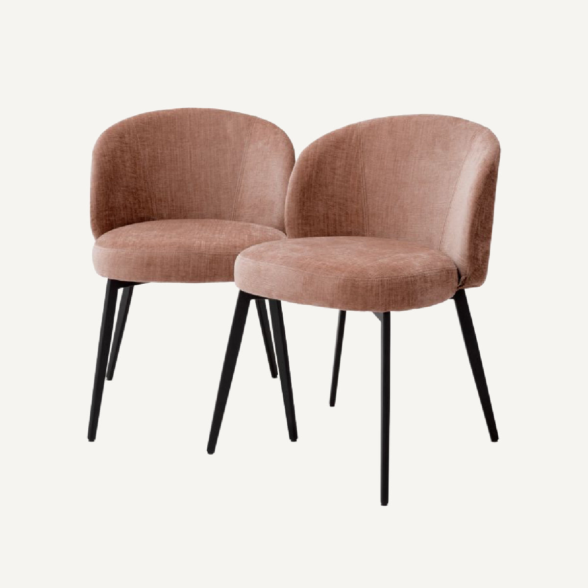 Chaise de salle à manger en tissu rose (lot de 2)