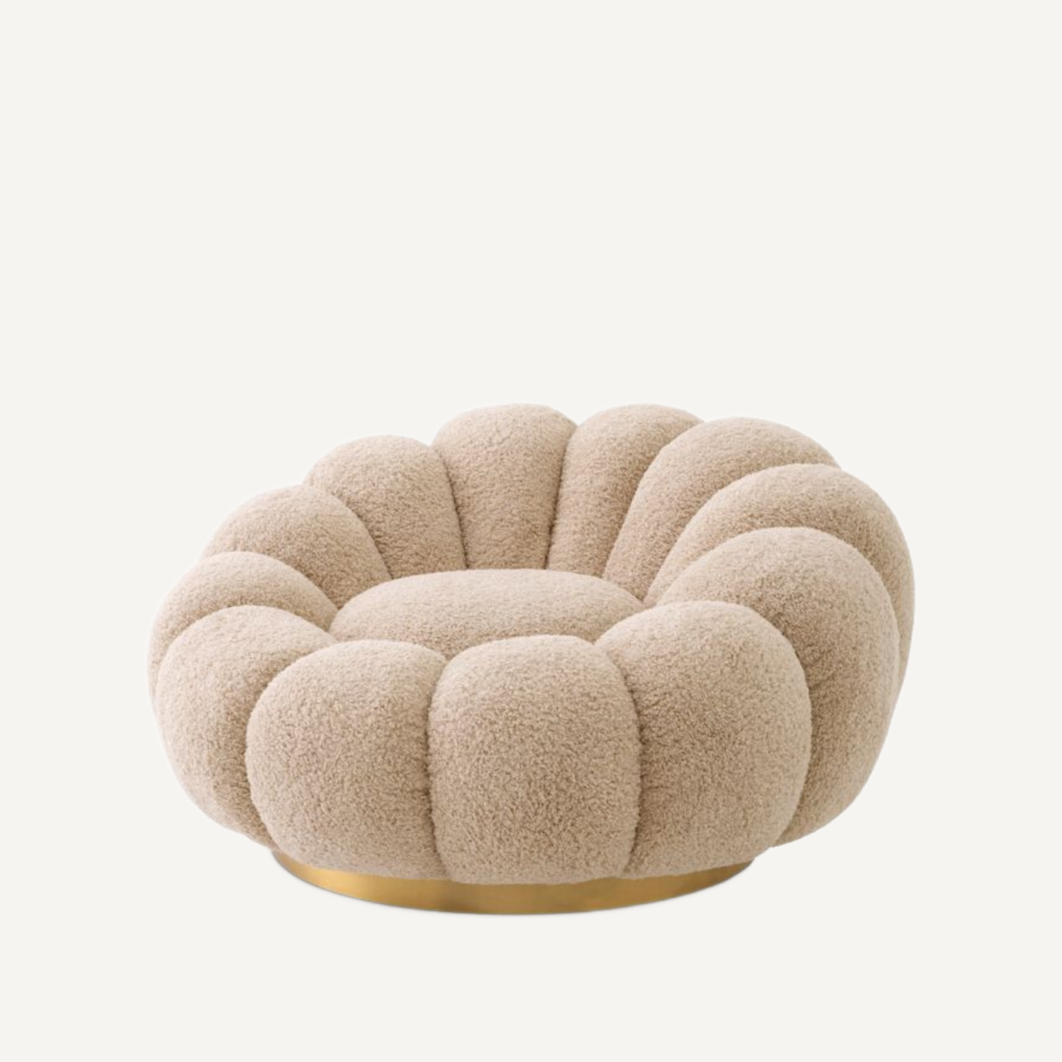 Fauteuil pivotant en tissu molletonné sable