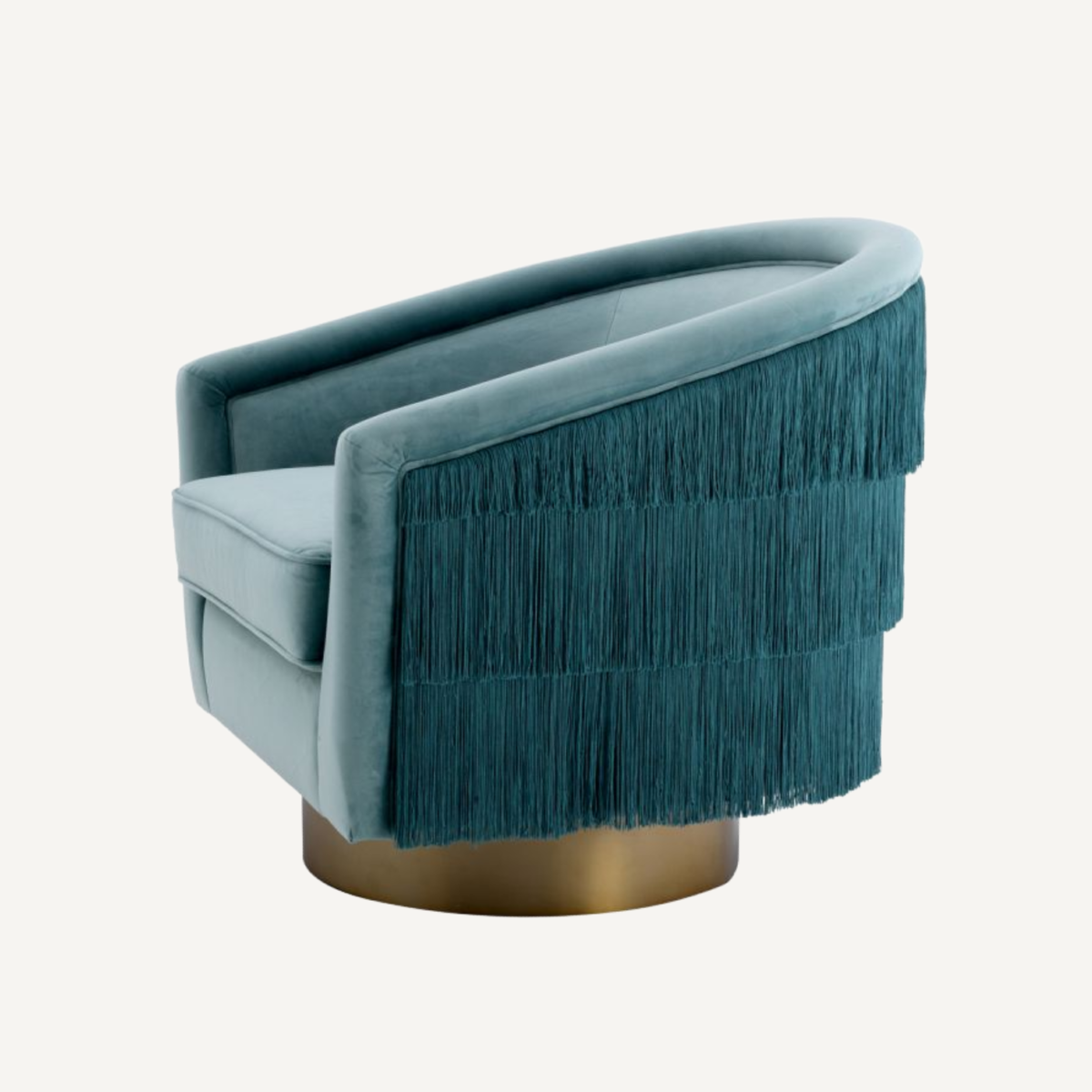Fauteuil pivotant en velours bleu Vante