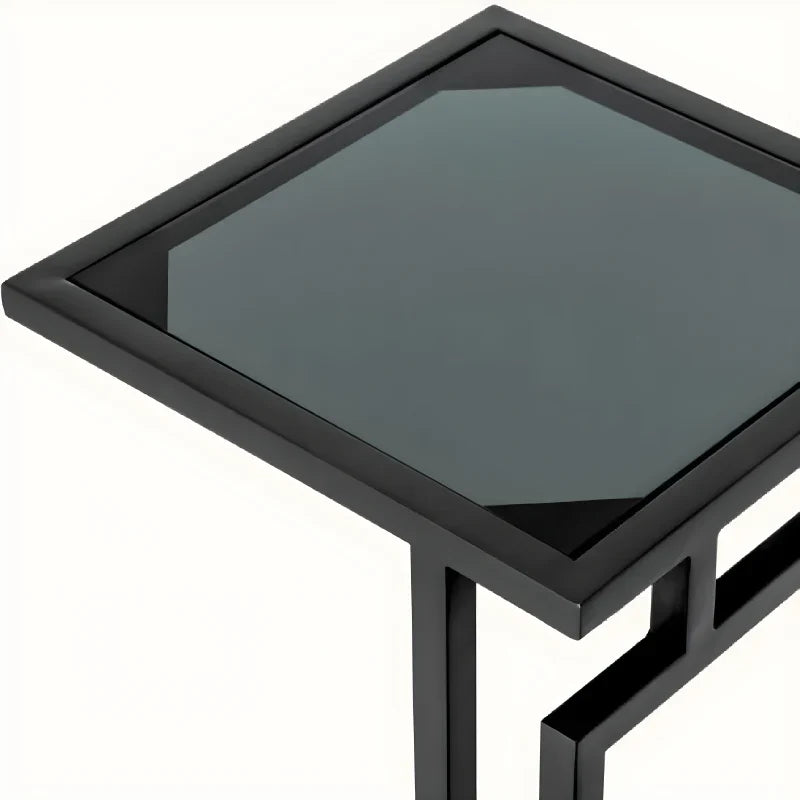 Table d'appoint en bronze et verre fumé