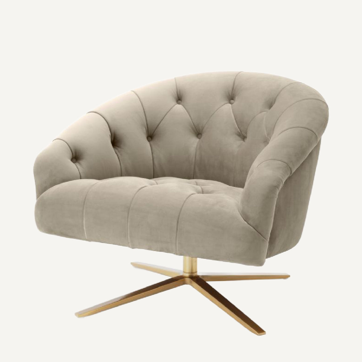 Fauteuil pivotant en velours greige