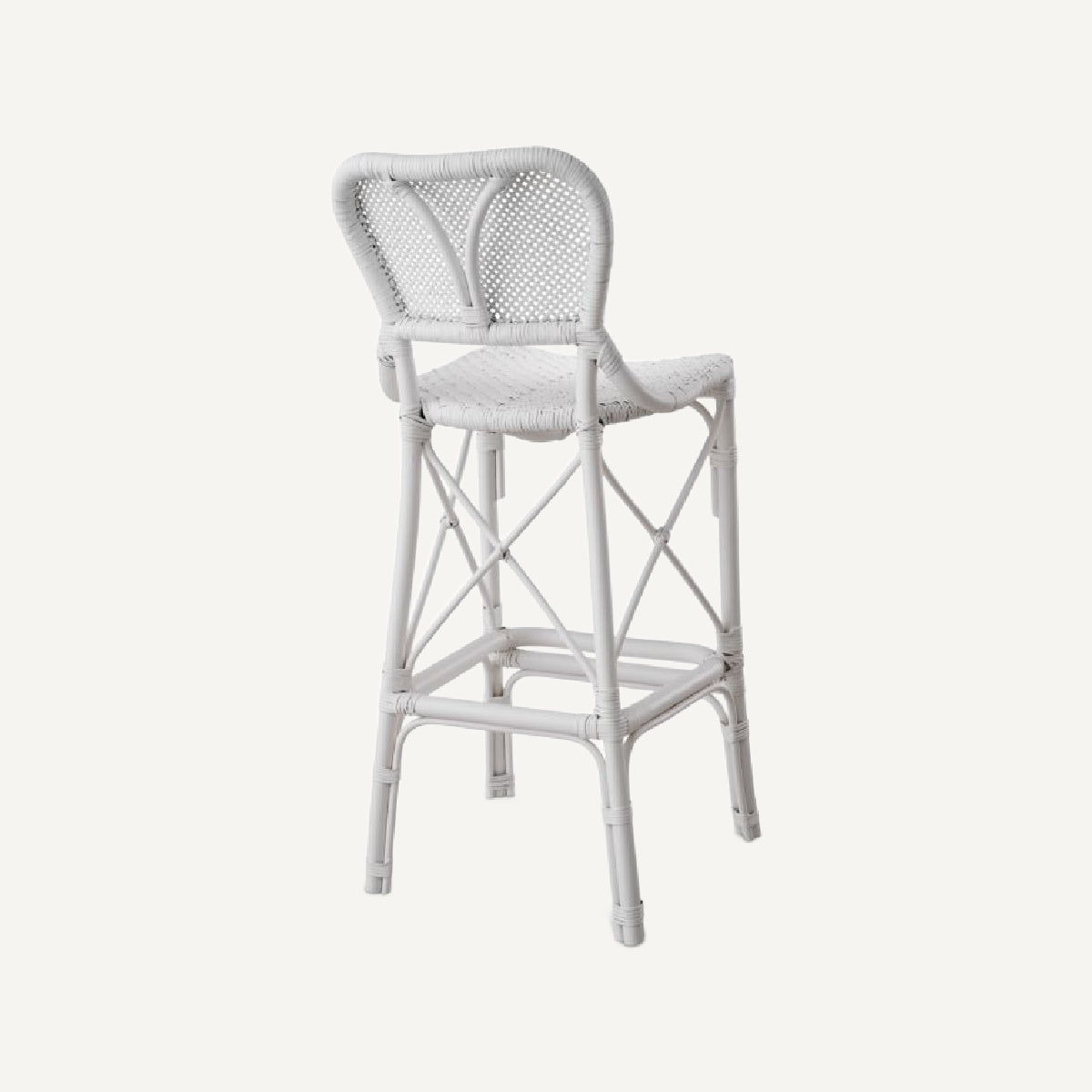 Chaise de bar blanche en rotin