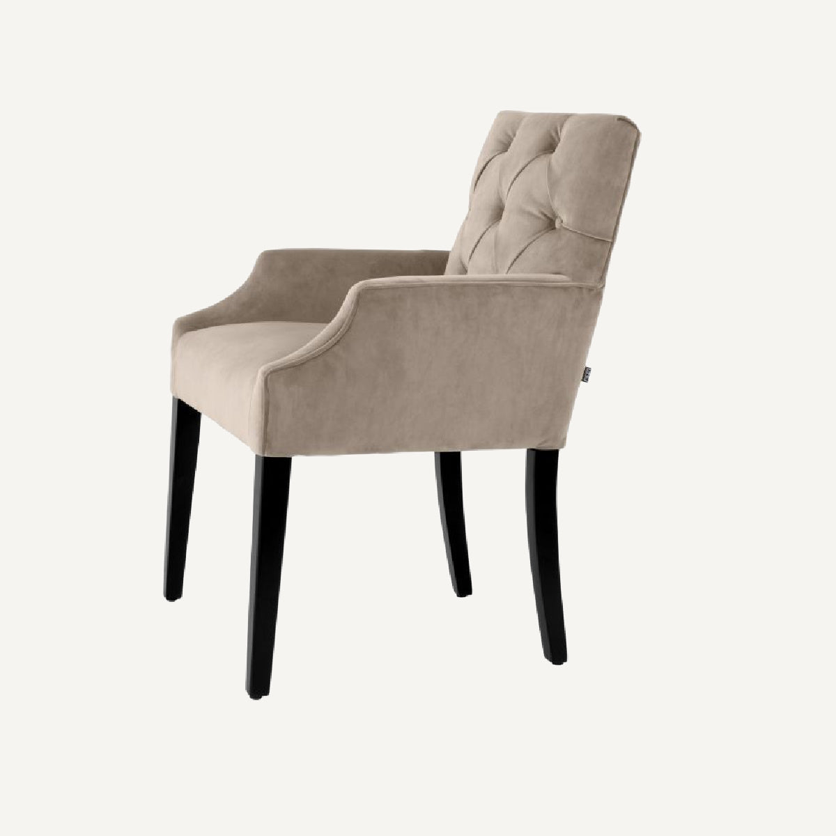 Chaise de salle à manger avec accoudoirs en velours greige
