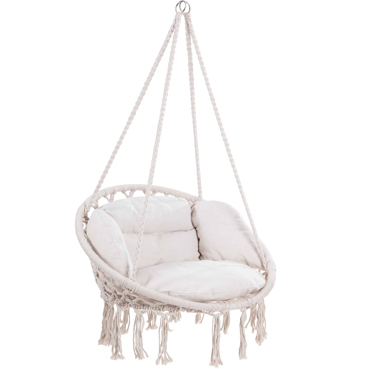 Fauteuil suspendu crème avec coussins - 80x60x140 cm