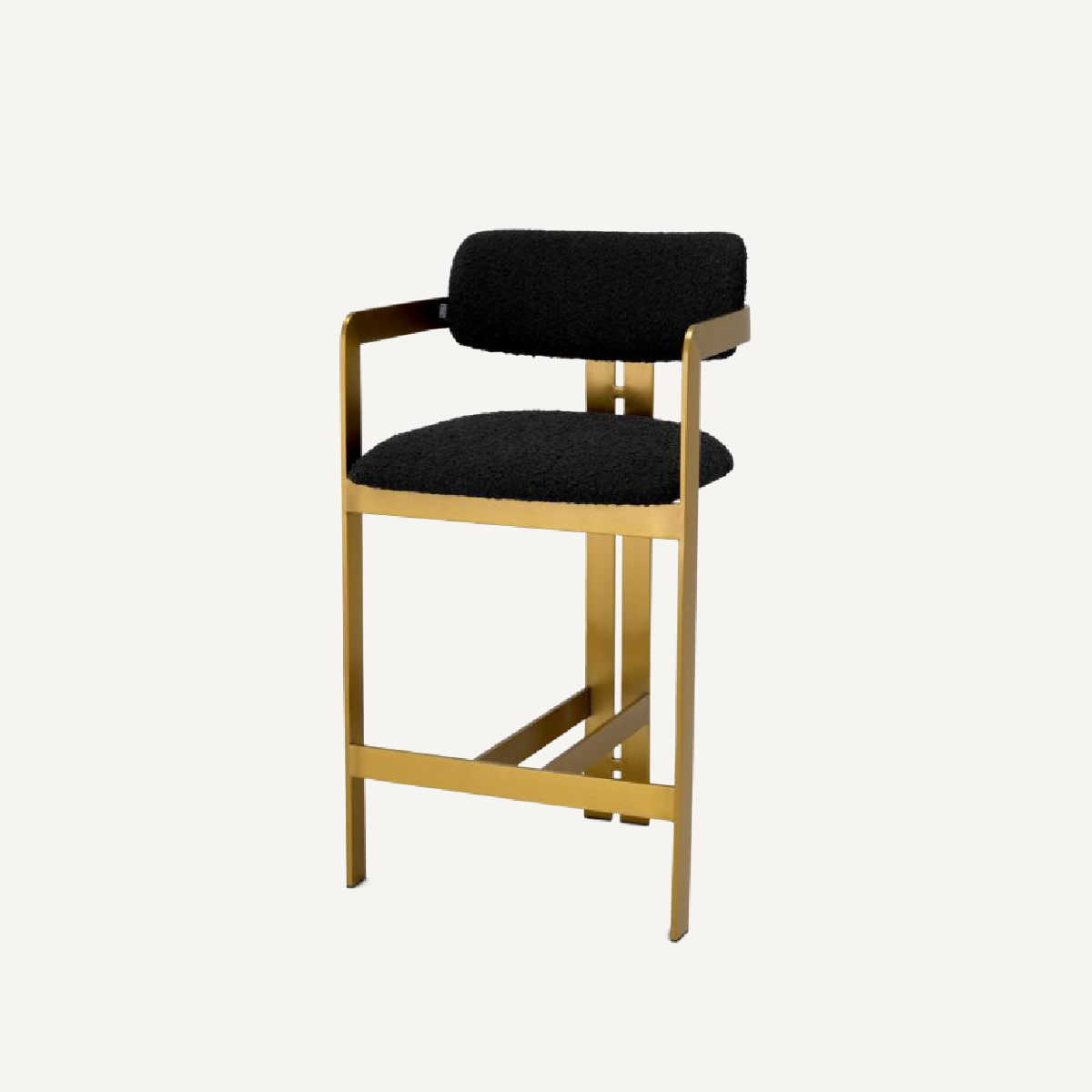 Chaise de comptoir dorée bouclé noir