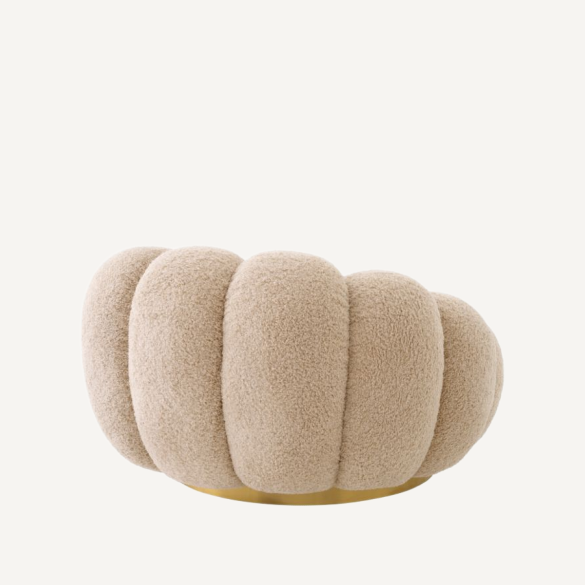 Fauteuil pivotant en tissu molletonné sable