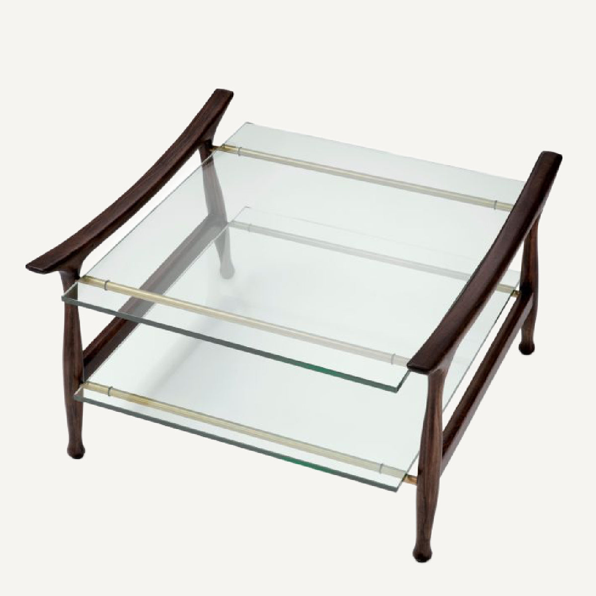 Table basse marron en verre transparent