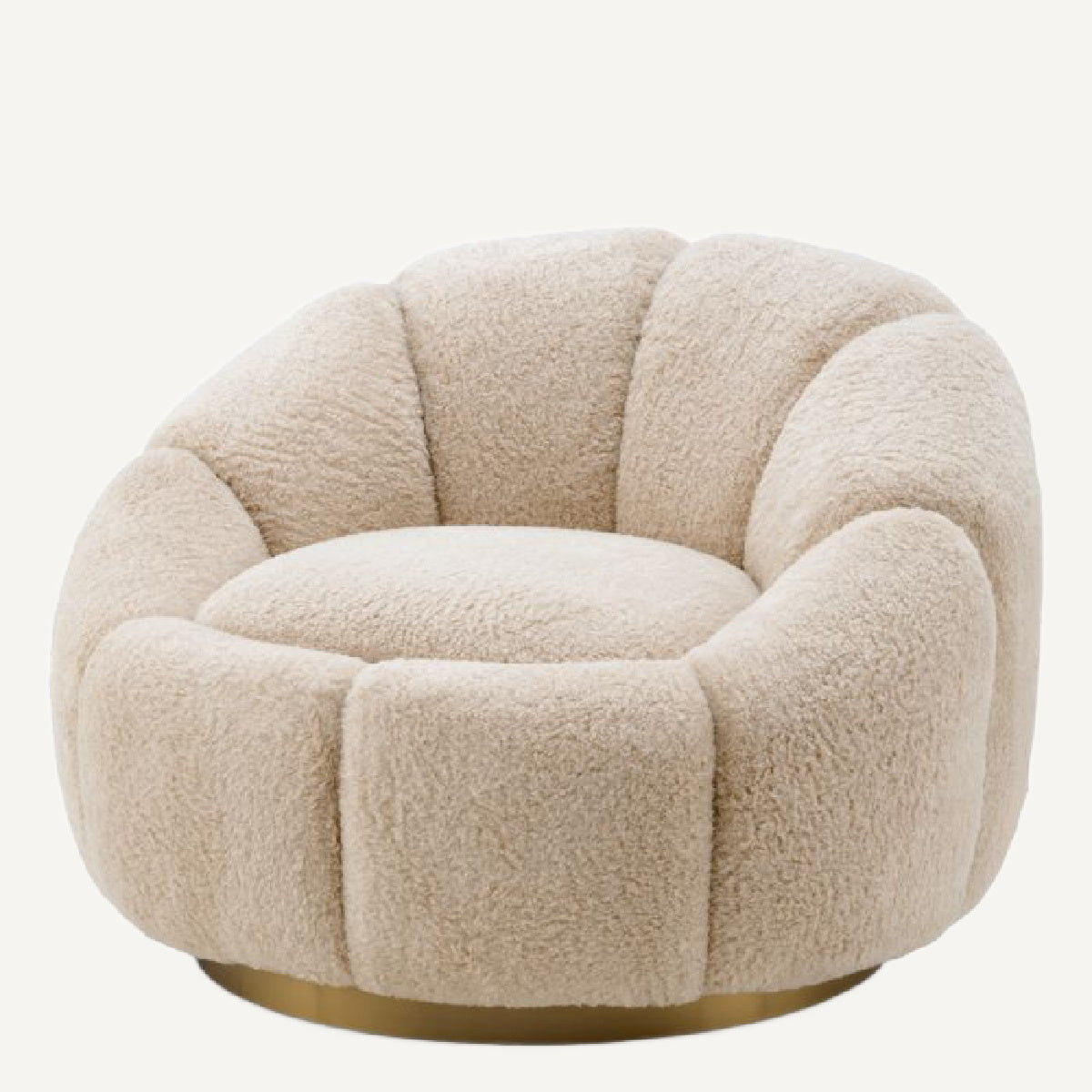 Fauteuil pivotant en tissu sherpa crème
