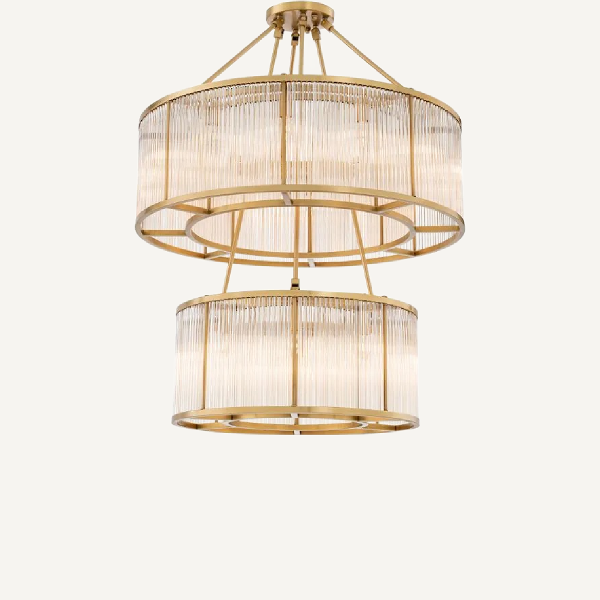 Lustre doré en verre vintage