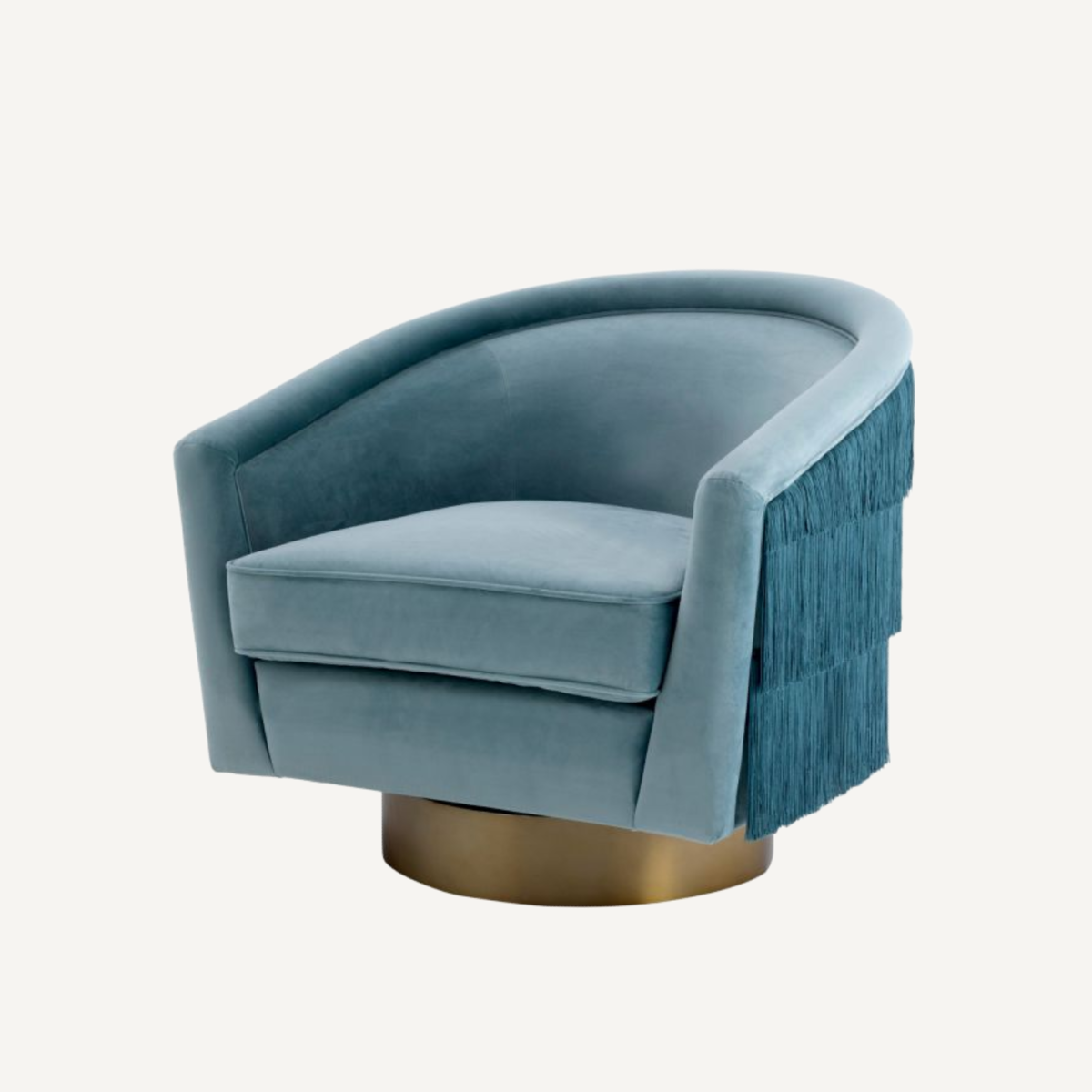 Fauteuil pivotant en velours bleu Vante