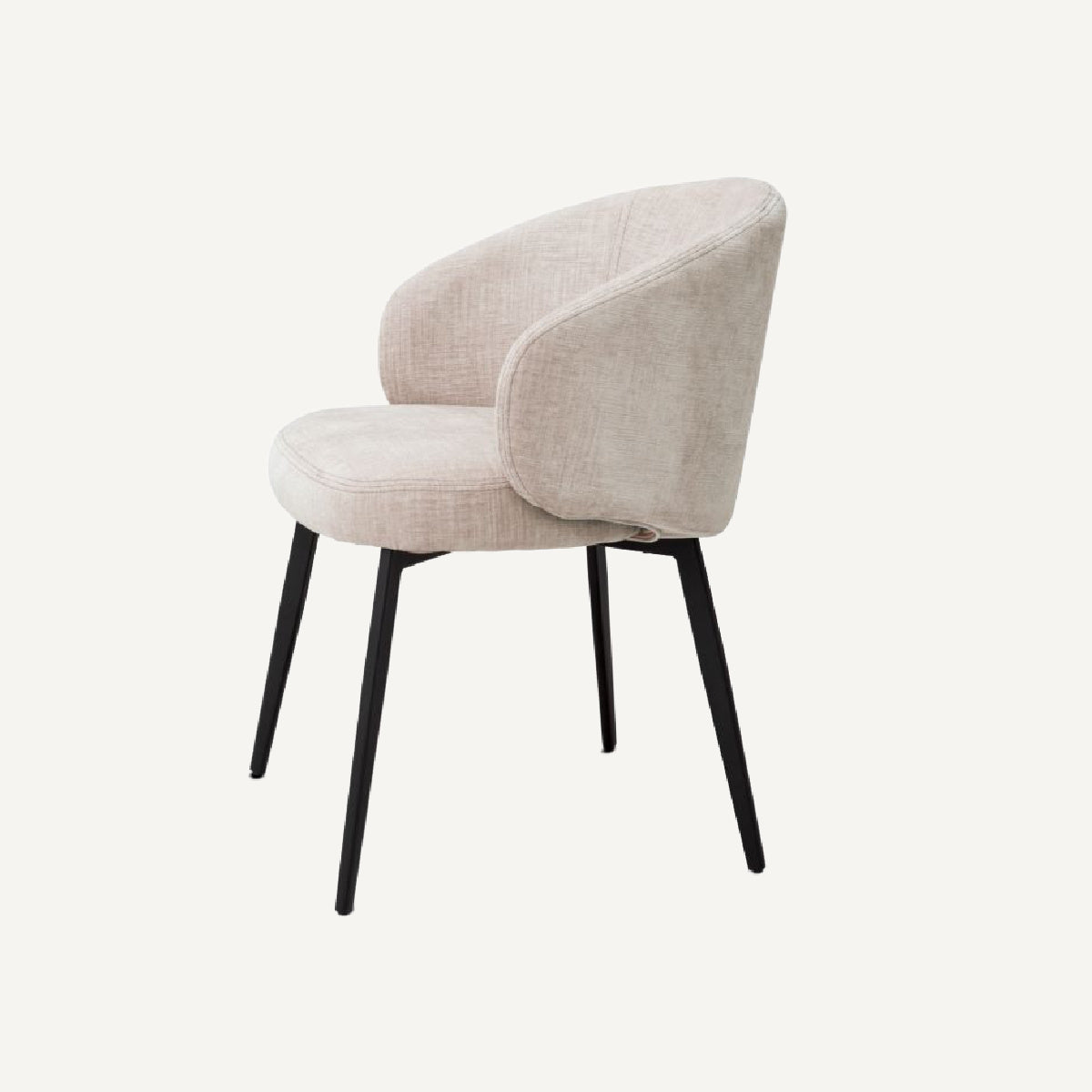 Chaise de salle à manger avec accoudoirs en tissu beige (lot de 2)