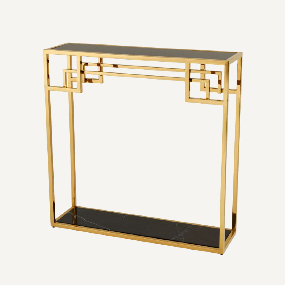 Console dorée en marbre noir