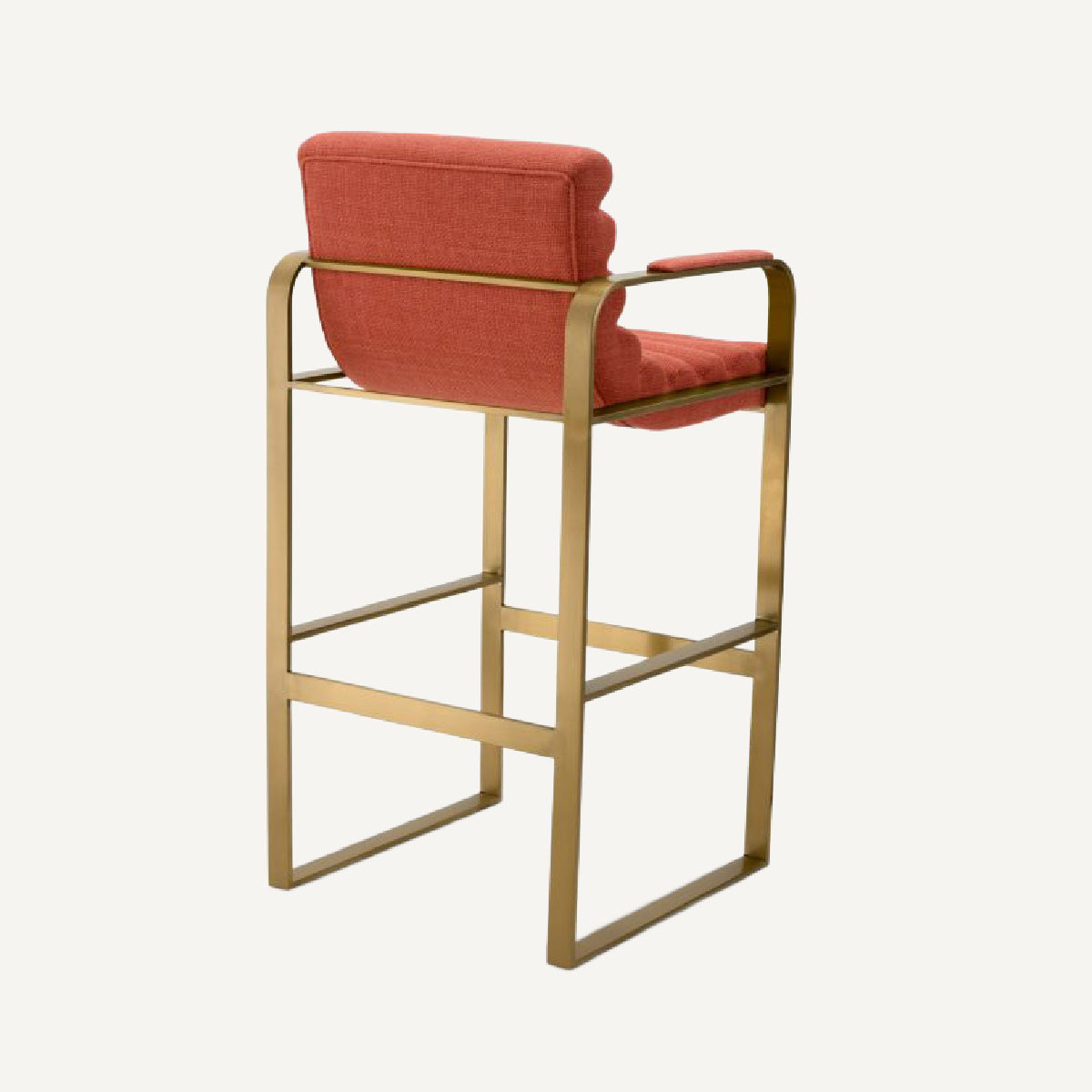 Chaise de bar dorée en tissu orange