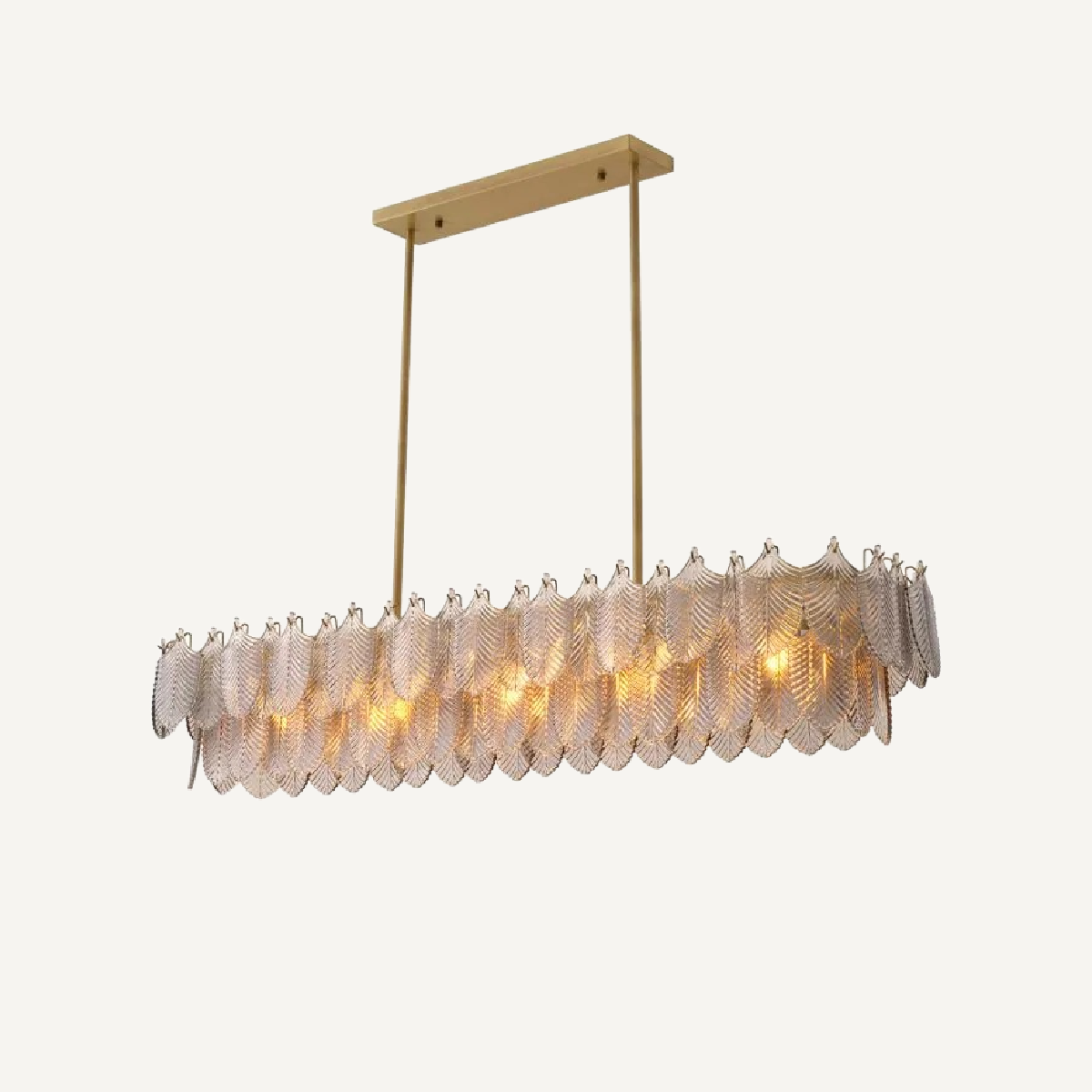 Lustre rectangulaire doré en verre fumé