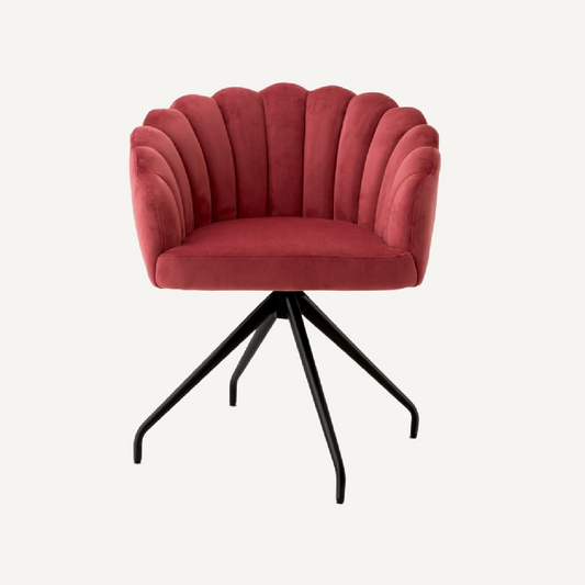 Chaise de salle à manger pivotante en velours rouge