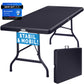 Table de jardin pliable noire 180 x 75 cm en polyrotin