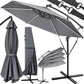 Parasol en aluminium anthracite 350 cm Mali avec LED UV 80+