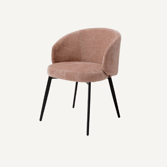 Chaise de salle à manger avec accoudoirs en tissu rose (lot de 2)