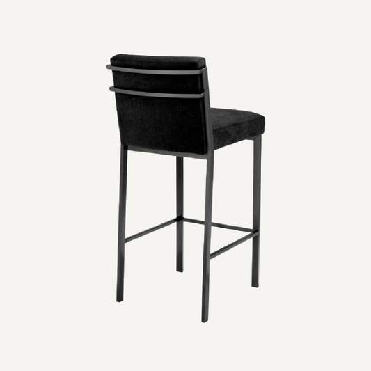 Chaise de bar en bronze et velours noir