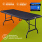 Table de jardin pliable noire 180 x 75 cm en polyrotin