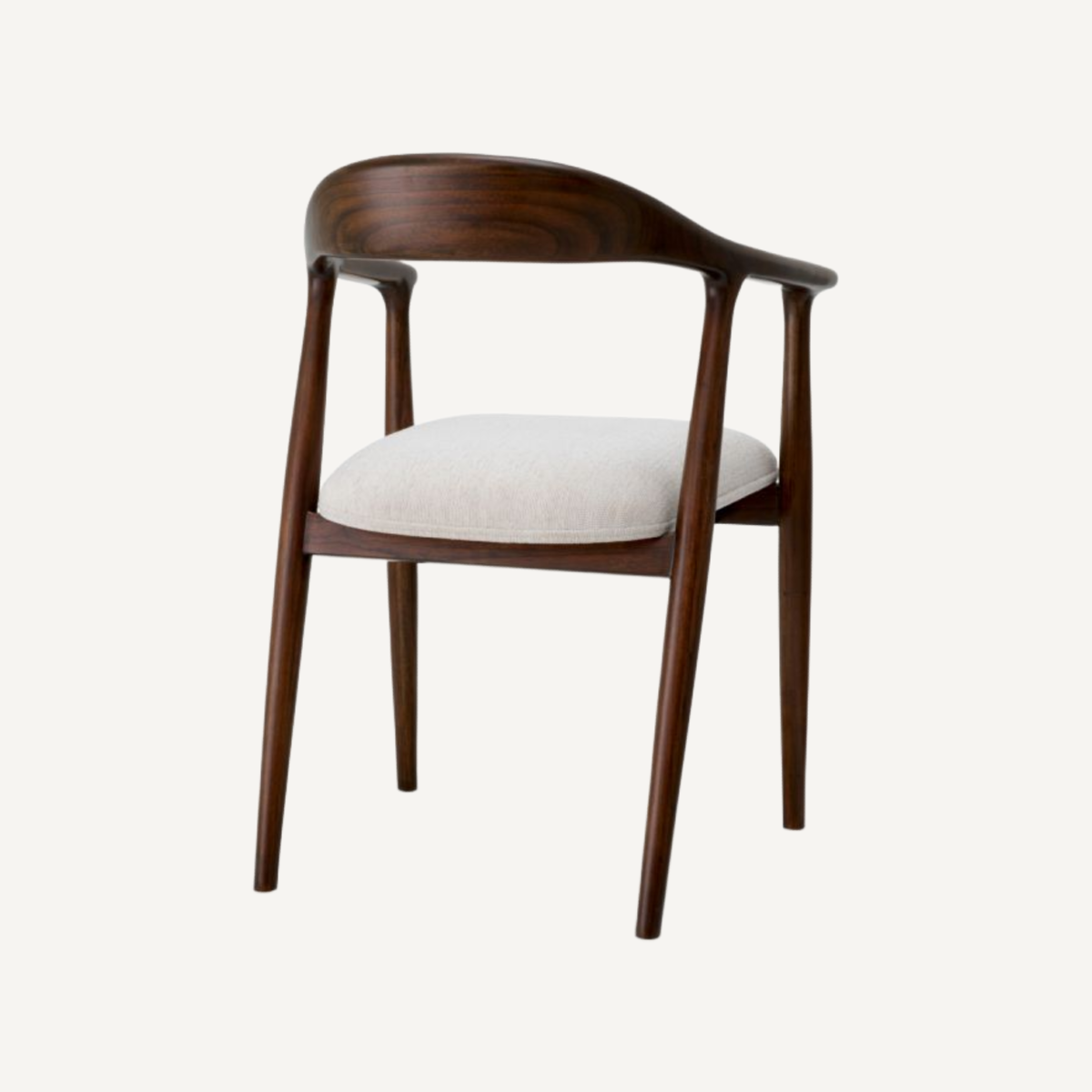 Chaise de salle à manger marron en tissu crème