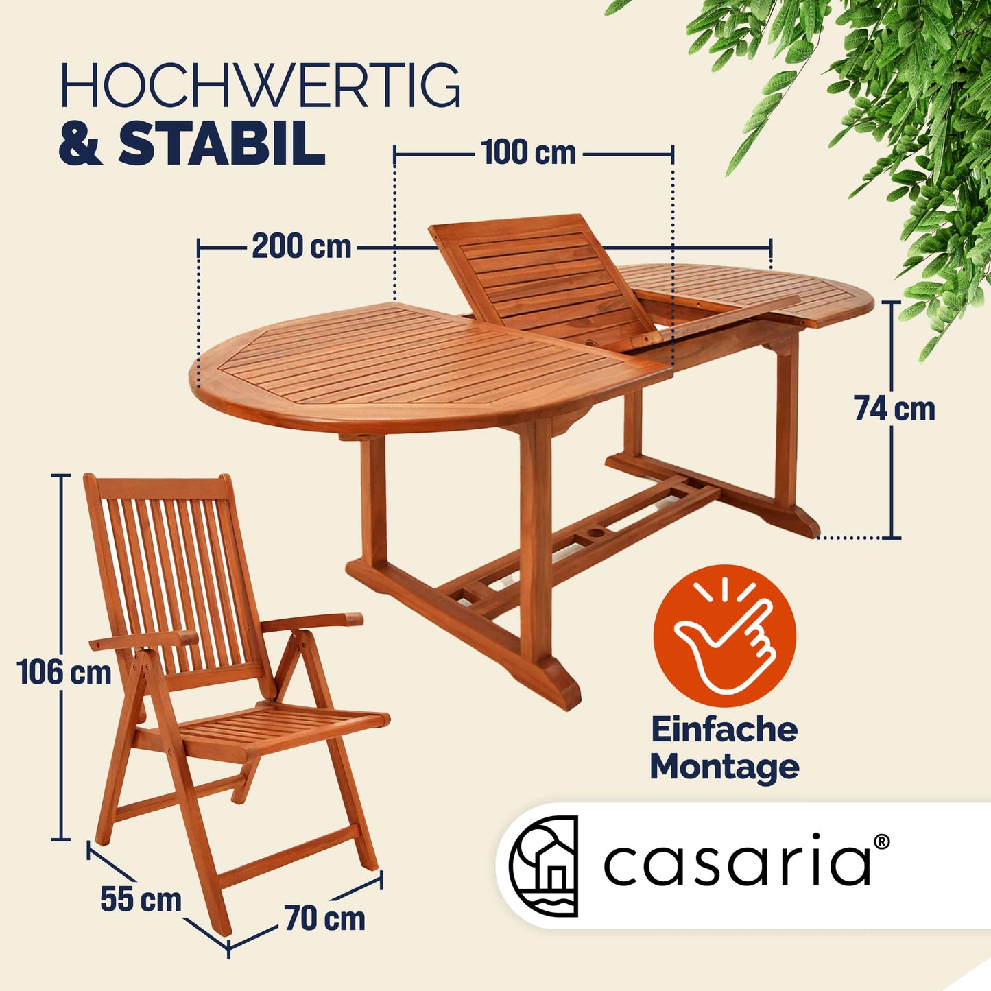 Ensemble de jardin en bois d'eucalyptus 6+1 FSC