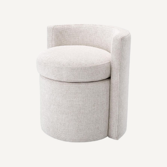 Tabouret en tissu blanc cassé