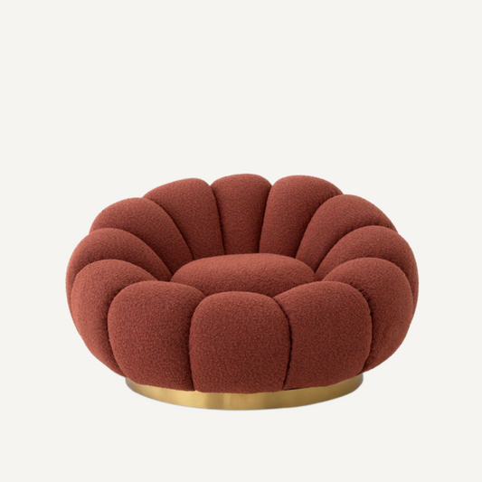 Fauteuil pivotant bouclé rouge