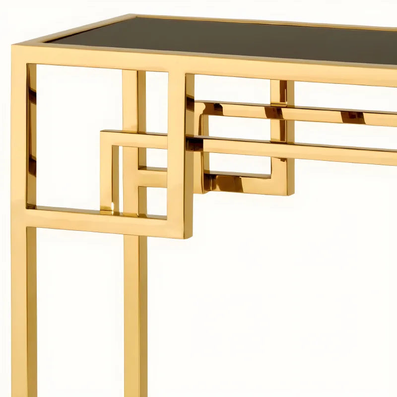 Console dorée en marbre noir