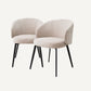 Chaise de salle à manger avec accoudoirs en tissu beige (lot de 2)