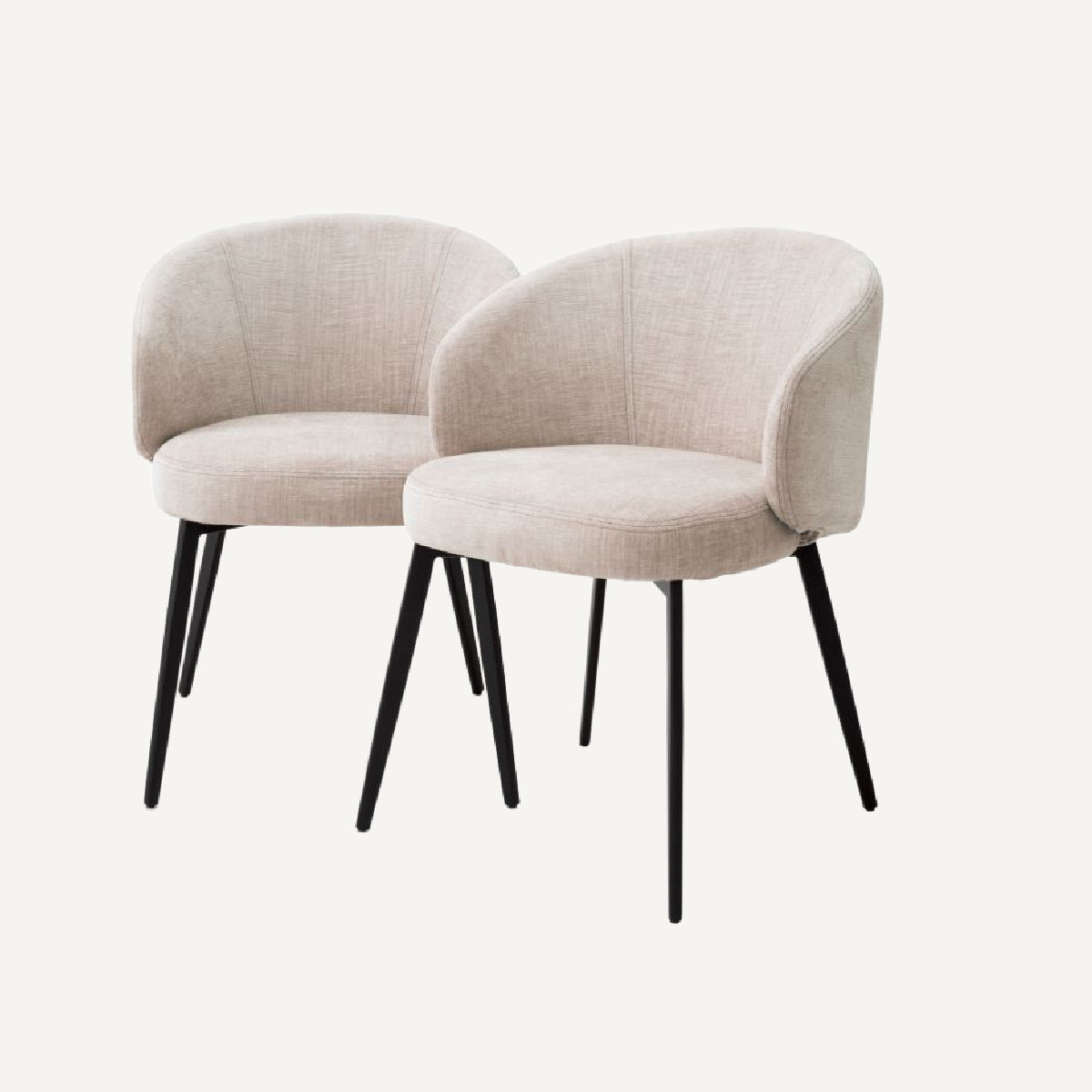 Chaise de salle à manger avec accoudoirs en tissu beige (lot de 2)