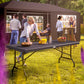 Table de jardin pliable noire 180 x 75 cm en polyrotin