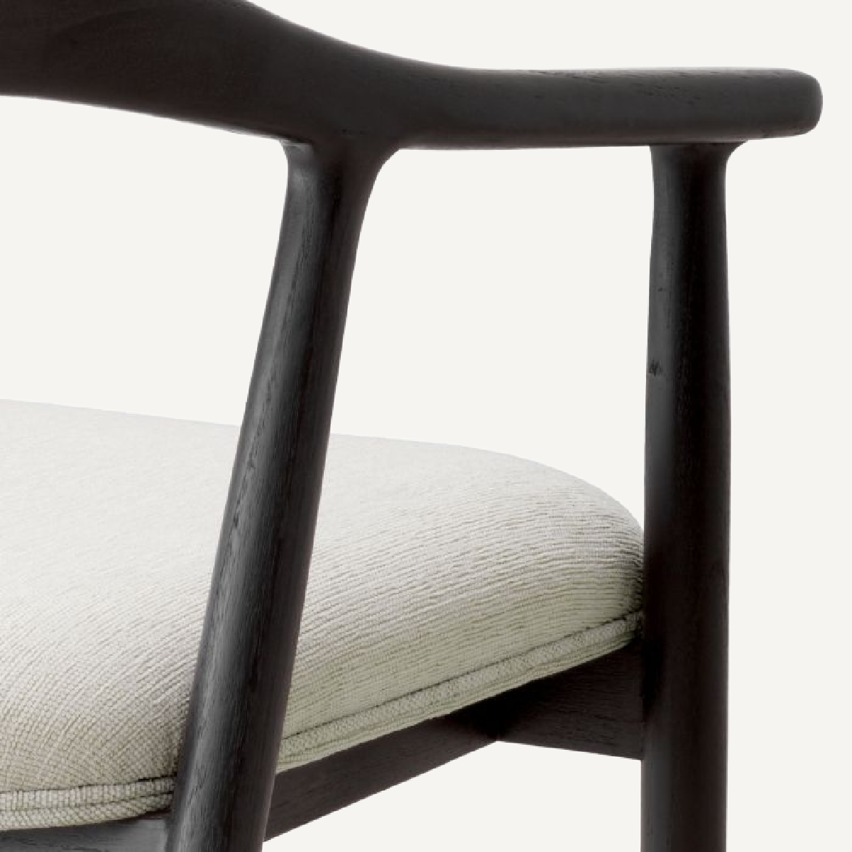 Chaise de salle à manger noire en tissu crème