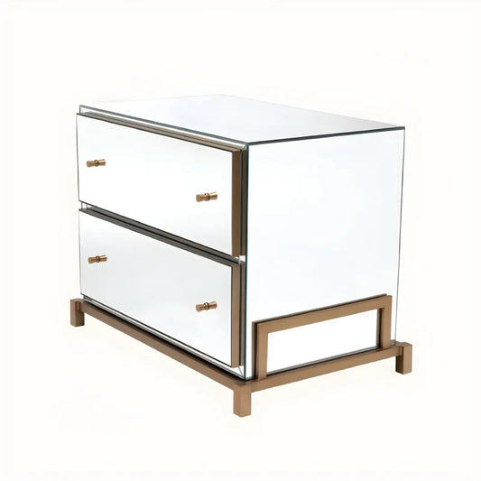 Table de chevet en verre blanc